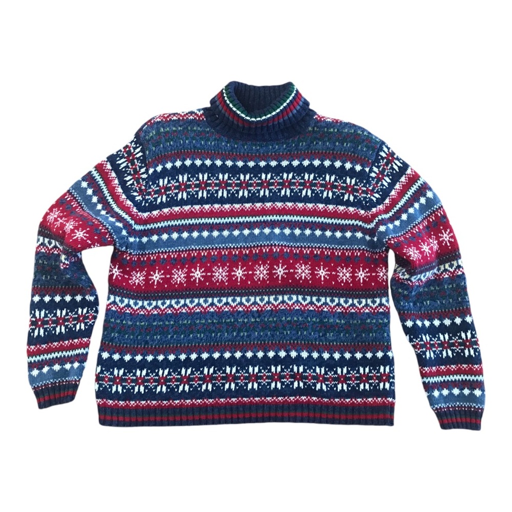 Vintage Mountain Lakes Snowflakes Sweater